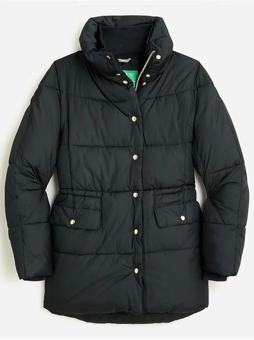 J. Crew Black Quilted Hooded Puffer Jacket